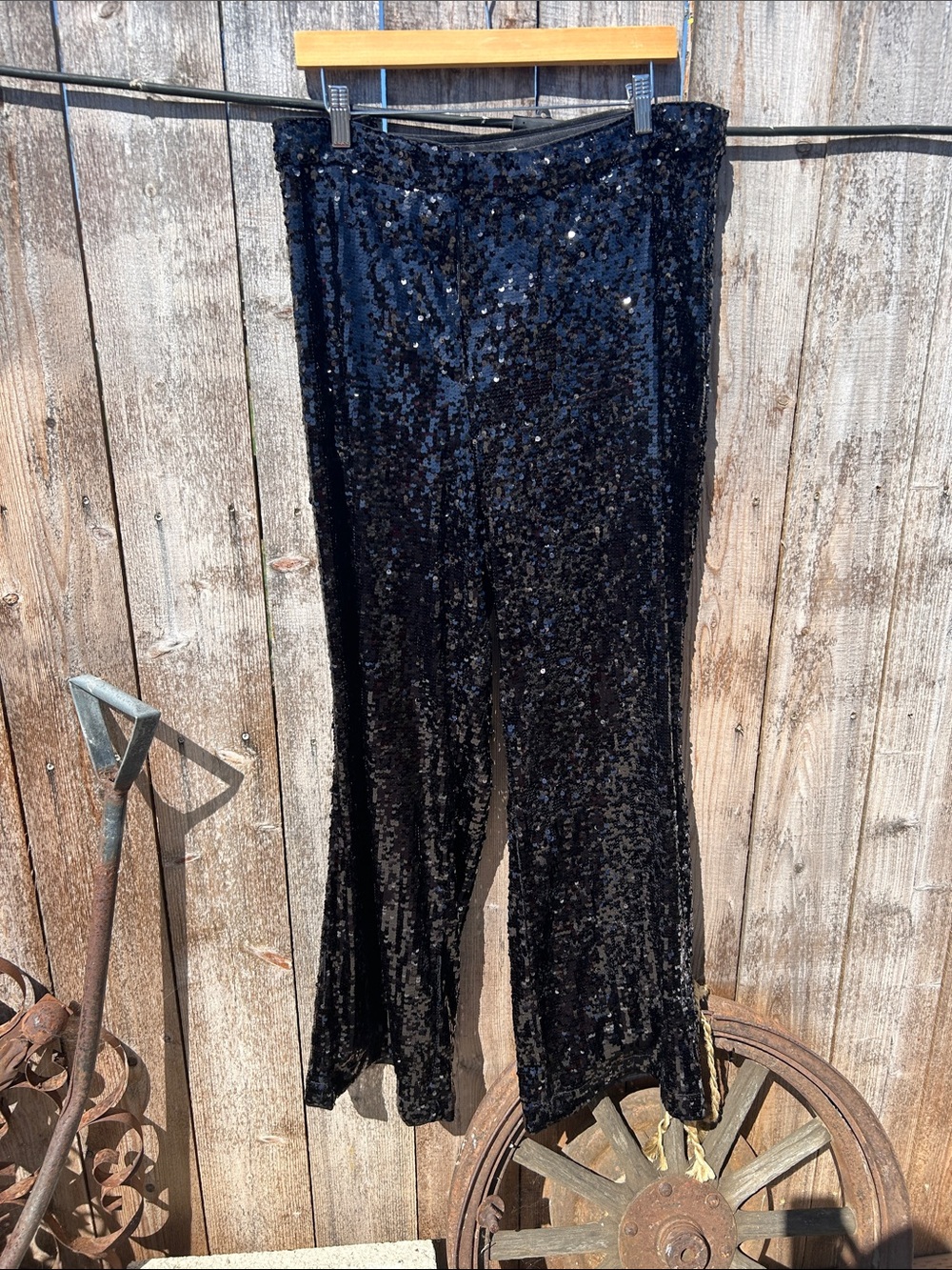 H&M Black Sequin Wide-Leg Pants
